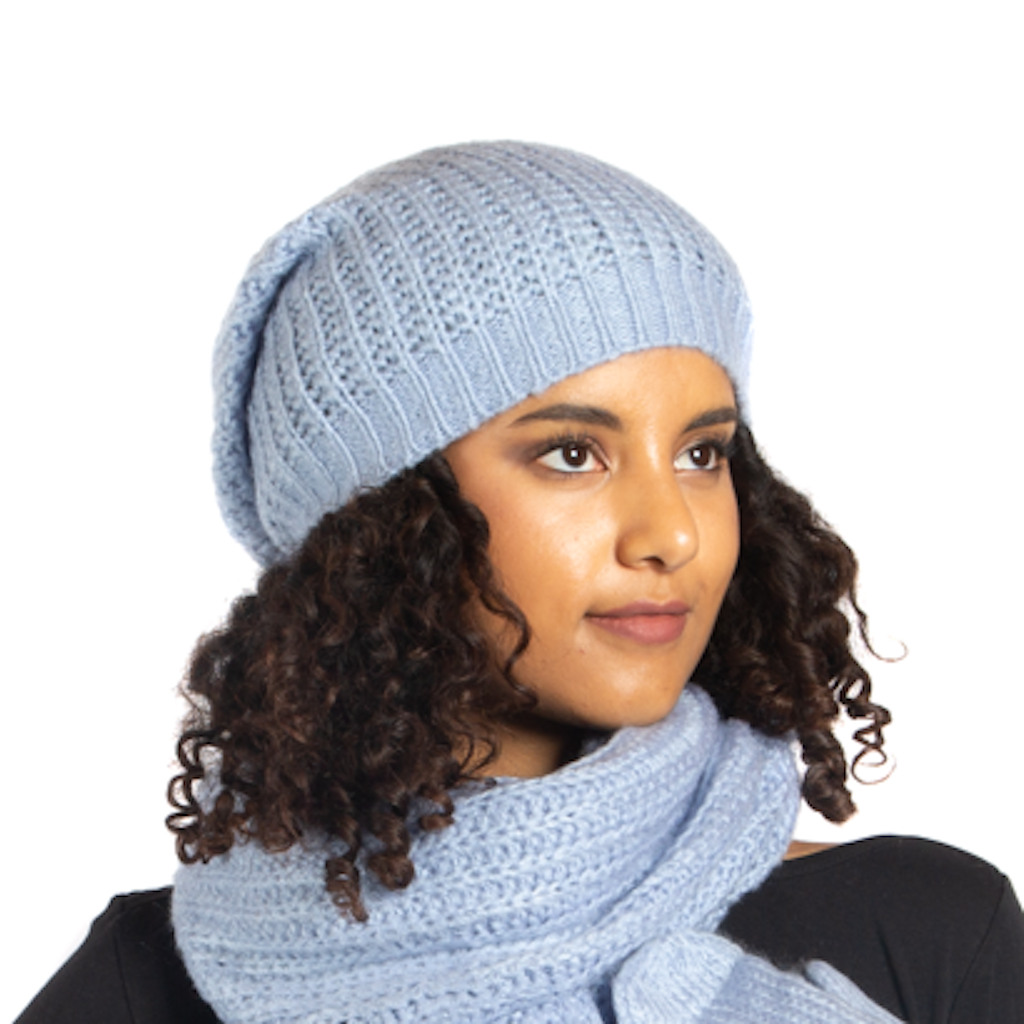 Simple Knit Hat With Tie Back