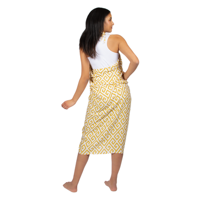 Geometric Print Sarong - Yellow