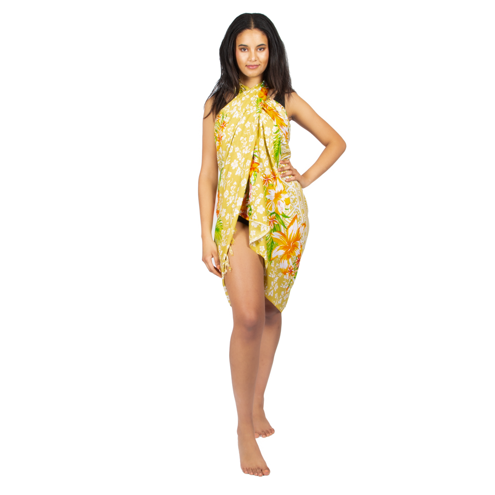 Mandala & Flower Print Sarong - Yellow
