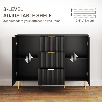 Buffet de cuisine moderne/Meuble de rangement pour couloir Ellis avec 3 tiroirs – Noir