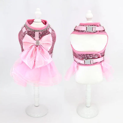 Robe Harnais Princesse à Paillettes pour Chien | Robe Harnais pour Chien