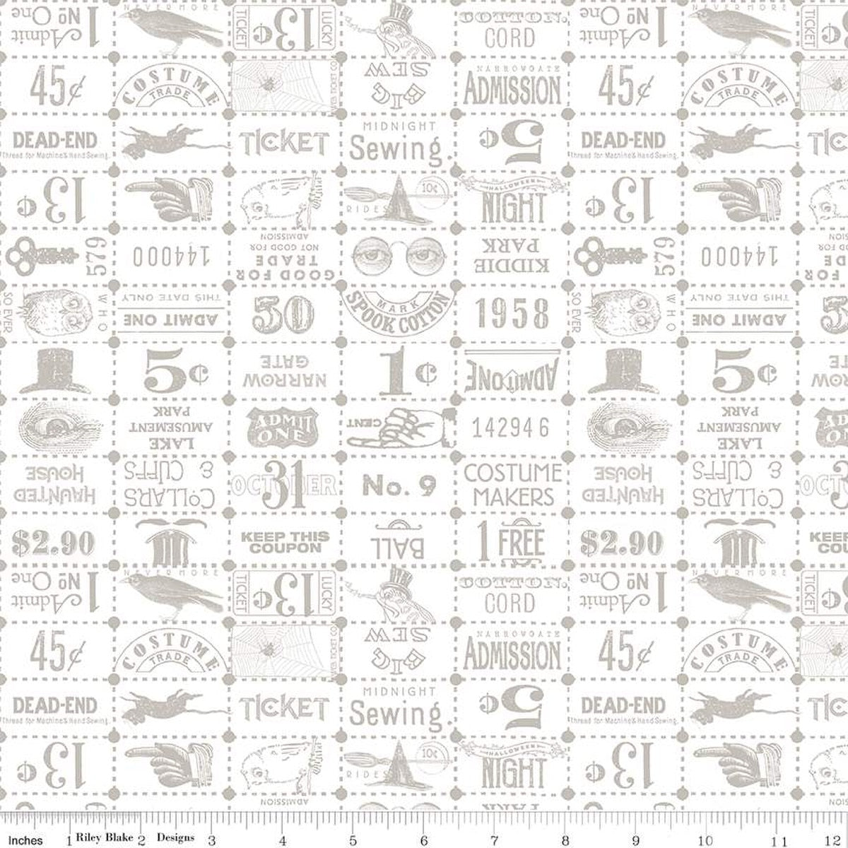 Riley Blake - Costume Maker's Act II - Ticket Grid White - C16009-WHITE