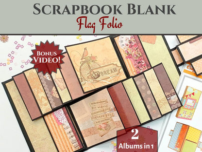CrafTreat Scrapbook Blanks - Flag Folio - Black & Kraft Color