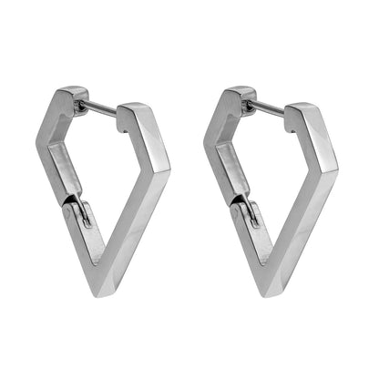 CAGLIARI : Boucles d'oreilles créoles contemporaines de forme triangulaire en or blanc (ton argenté)