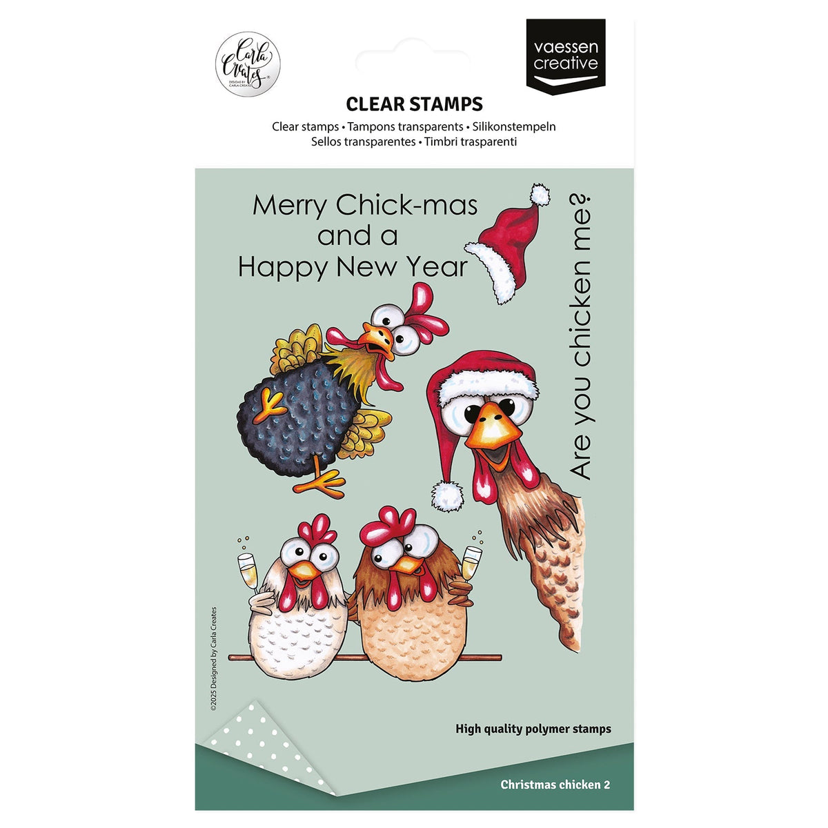 Vaessen Creative • Tampons transparents Poulets de Noël 2 10 pcs