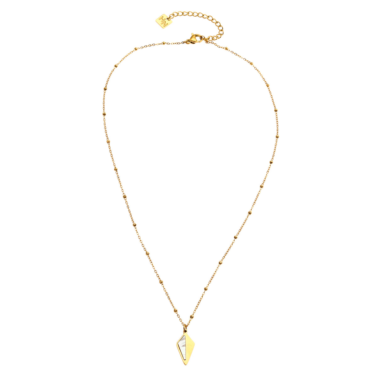 CATORI Minimalist Metal & Shell Diamond Shaped Pendant Necklace