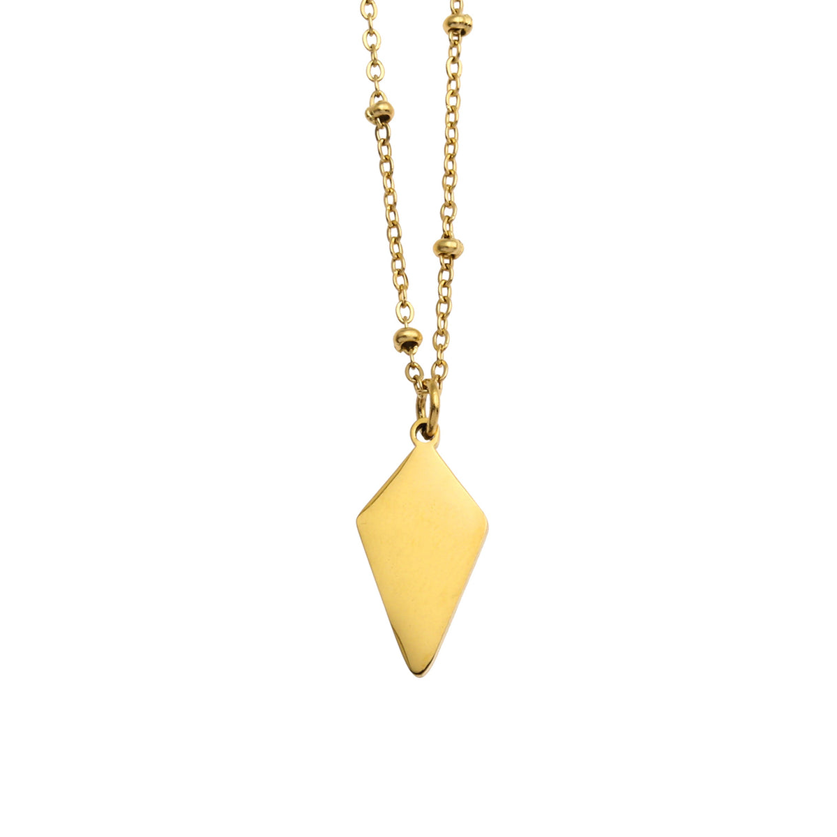 CATORI Minimalist Metal & Shell Diamond Shaped Pendant Necklace