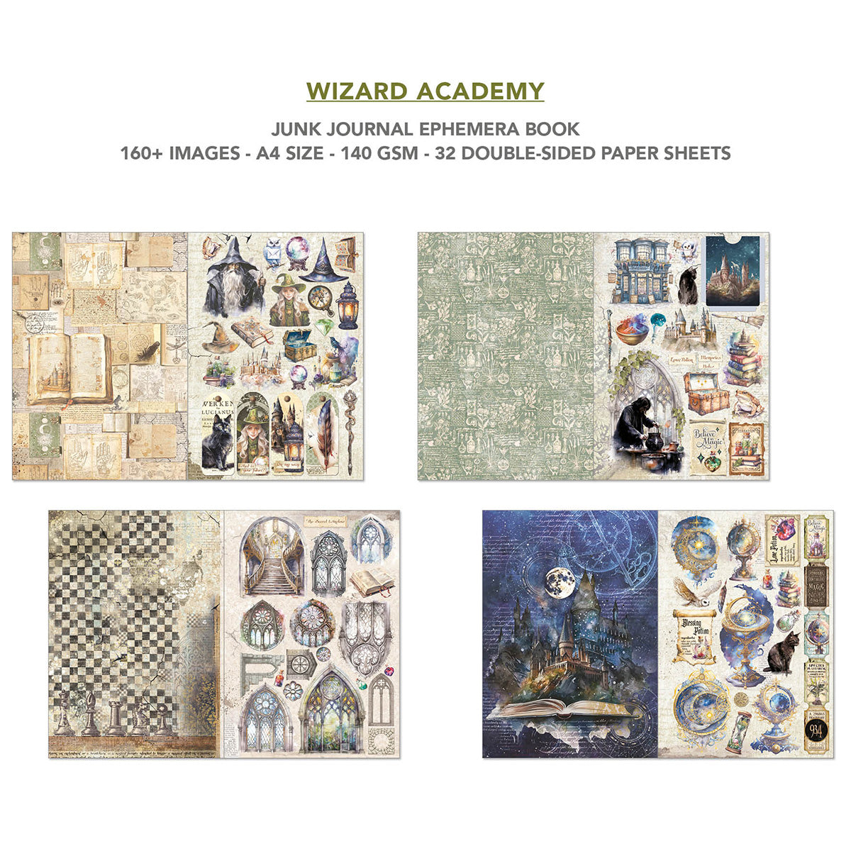 Livre de voyage et éphémères Wizard Academy A4 32 pièces