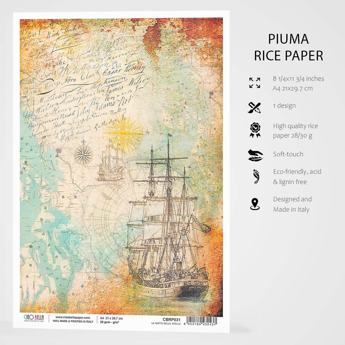 Ciao Bella Papier de Riz A4 La Rotta Delle Stelle