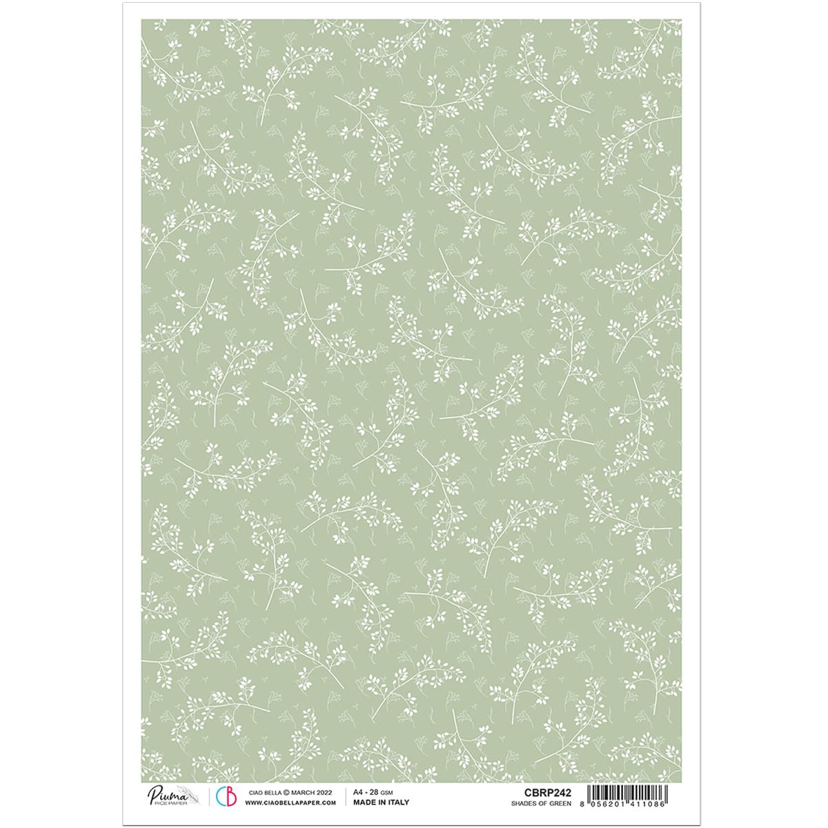 Ciao Bella Papier de Riz A4 Nuances de Vert
