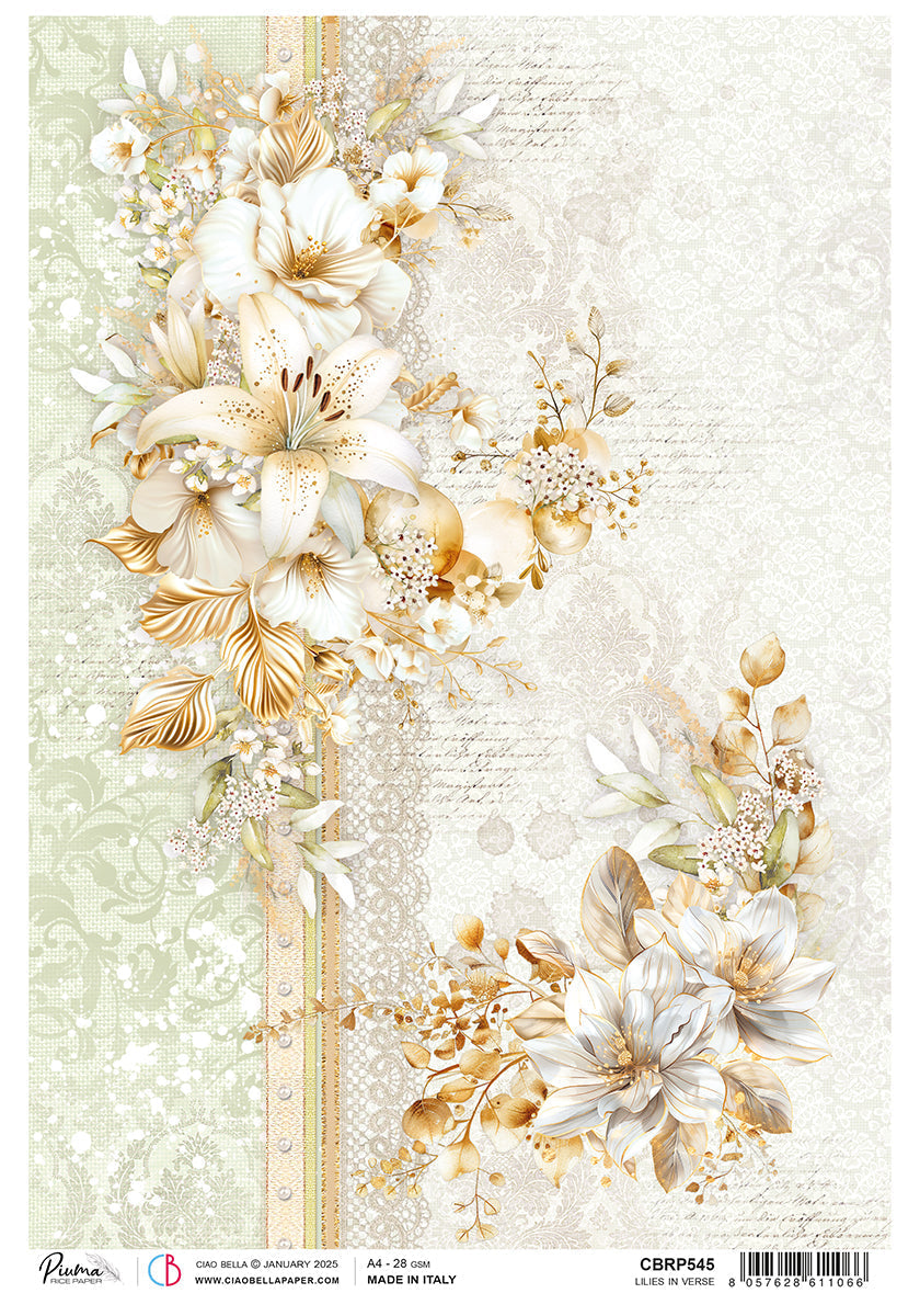 Rice Paper A4 Lilies In Verse - 5 Sheets
