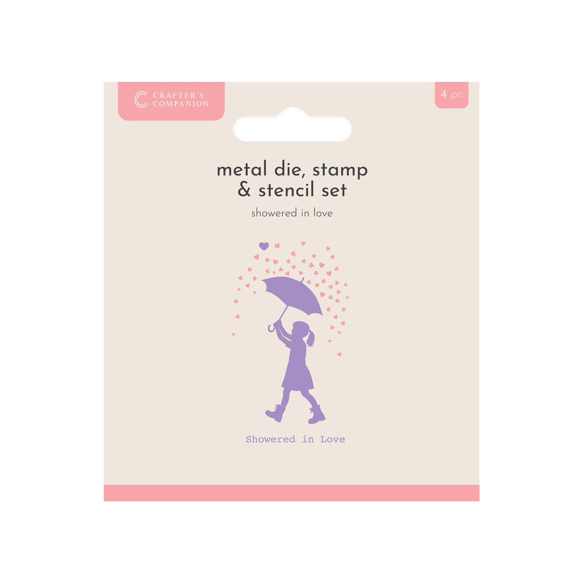 Crafters Companion Metal Die, Stamp & Stencil Set - Showered In Love