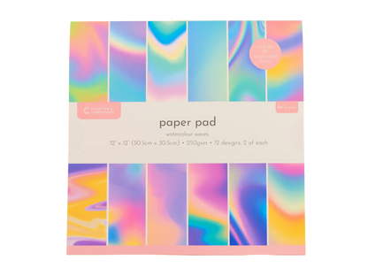 Crafter’s Companion 12”x12” Paper Pad - Watercolour Waves 