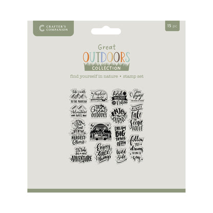 Crafters Companion The Great Outdoors Clear Acrylic Stamp Set - Find Yourself in Nature 