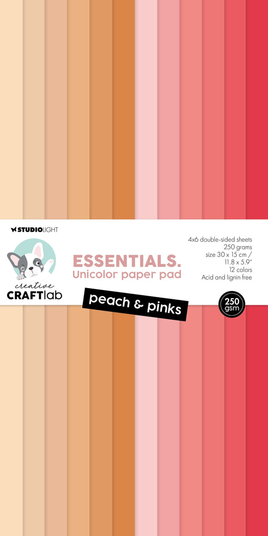 CCL Bloc de papier Unicolor Pêche & Rose Essentiels 24 feuilles