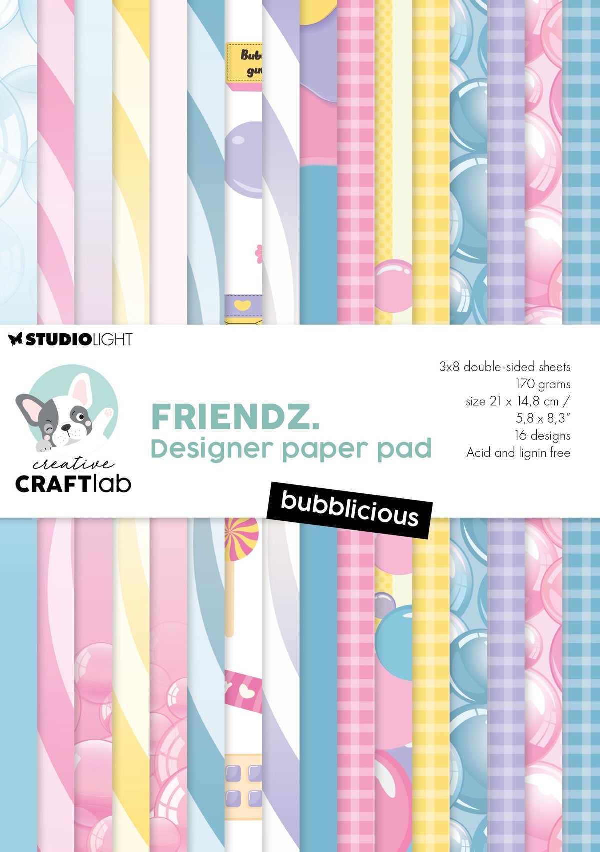CCL Designer Paper Pad Bubblicious Friendz 24 Sheets