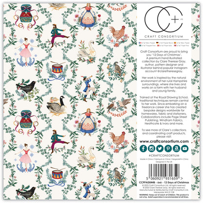 Craft Consortium Les 12 Jours de Noël - Bloc de papier 6x6