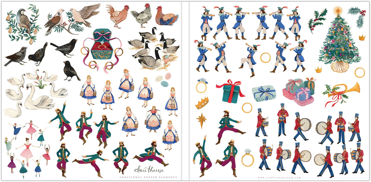 Craft Consortium 12 Days Of Christmas - Bloc de papier 30x30cm