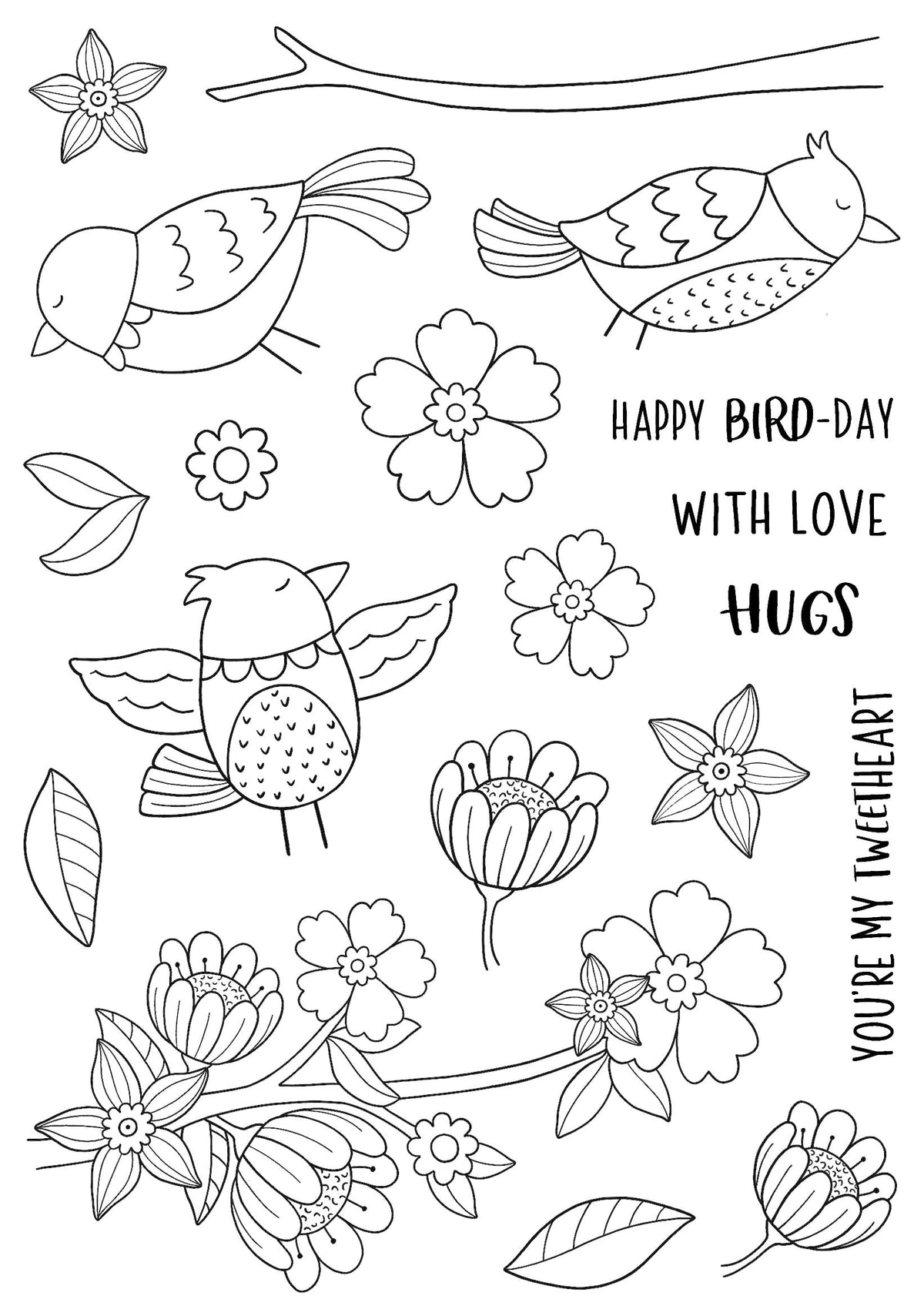 Creative Expressions Jane's Doodles Birdsong Blooms, lot de tampons transparents 6 po x 8 po