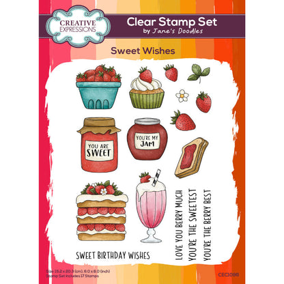 Creative Expressions Jane's Doodles Sweet Wishes, ensemble de tampons transparents 15,2 x 20,3 cm