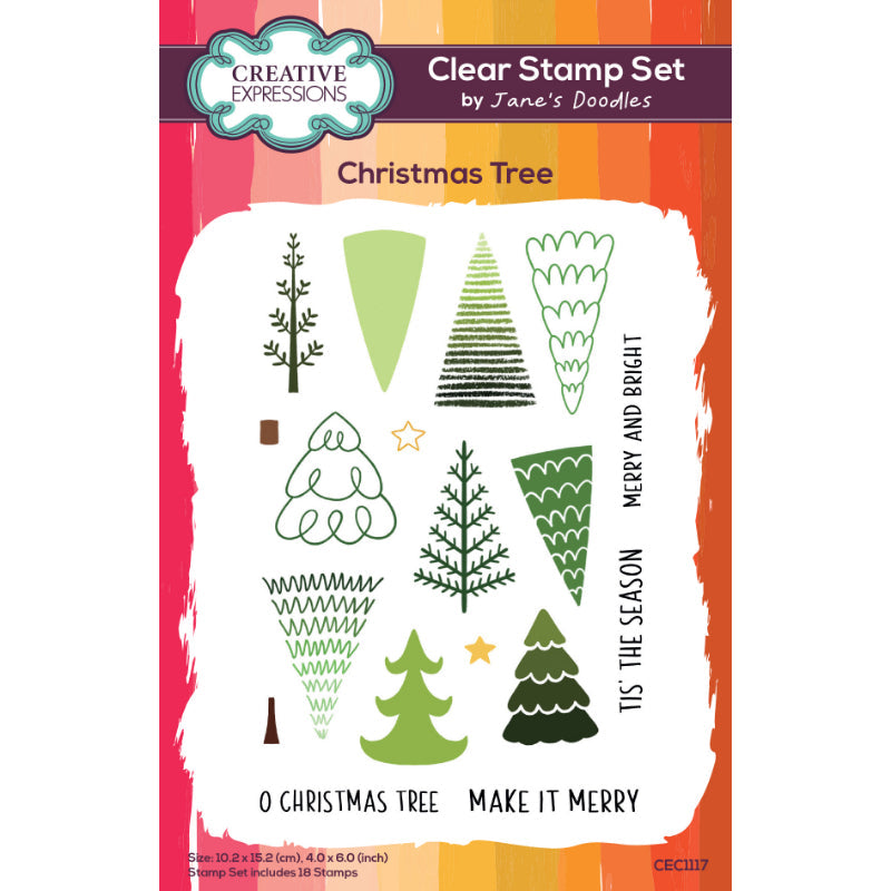 Creative Expressions Jane's Doodles Tampons transparents pour sapin de Noël, 10,2 x 15,2 cm