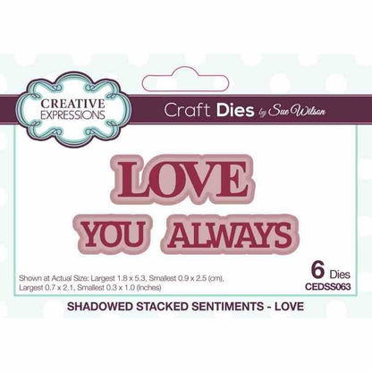 Creative Expressions Sue Wilson Love Shadowed Stacked Sentiment Craft Die