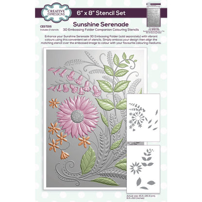 Pochoir de coloriage Creative Expressions Sunshine Serenade Compagnon 15,2 cm x 20,3 cm Lot de 2