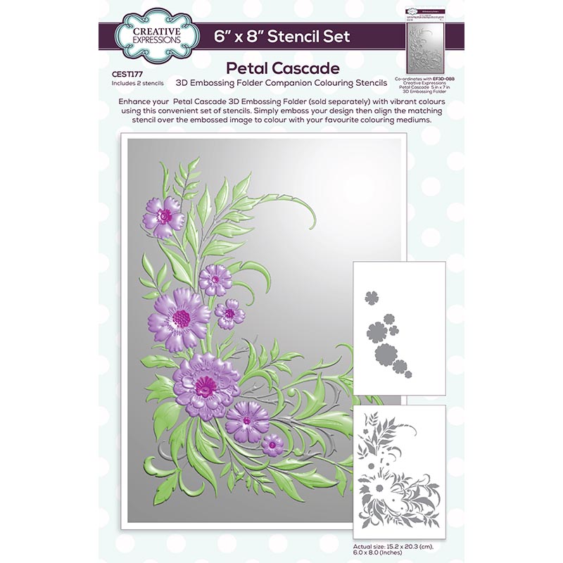 Creative Expressions Pochoirs pour coloriage Petal Cascade Companion 15 x 20 cm Lot de 2