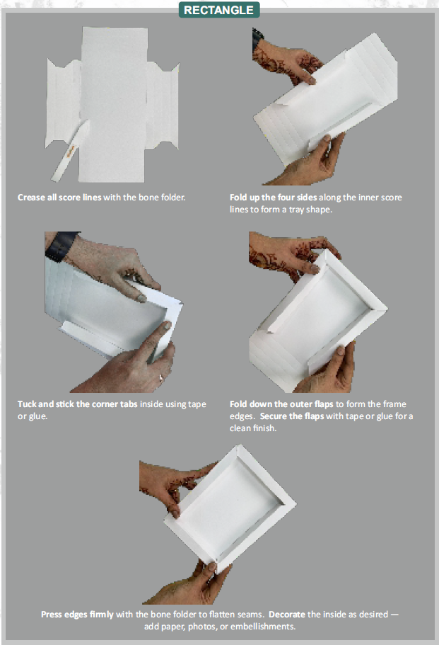 CrafTreat Formes pliant 3D - Cadres Blanc - Rectangle 6 pièces