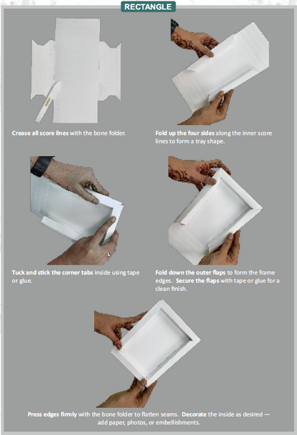 CrafTreat Formes pliant 3D - Cadres Blanc - Rectangle 6 pièces