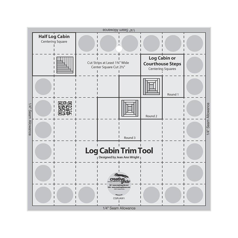 Creative Grids Log Cabin Trim Tool for 8" Finished Blocks Quilt Ruler