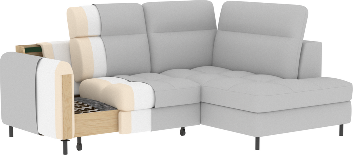 Barea 3 Seater Storage Sleeper Chaise Sofa - Emerald Green