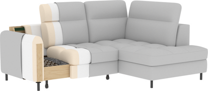 Barea 3 Seater Storage Sleeper Chaise Sofa - Emerald Green