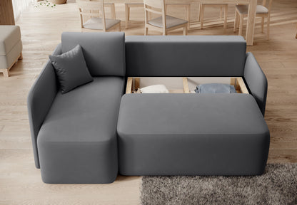 Canapé d'angle convertible 3 places avec rangement Hadson - Gris