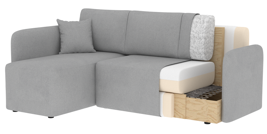 Hadson 3 Seater Storage Sleeper Chaise Sofa - Blue