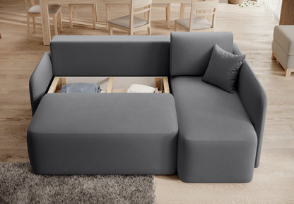 Canapé d'angle convertible 3 places avec rangement Hadson - Gris
