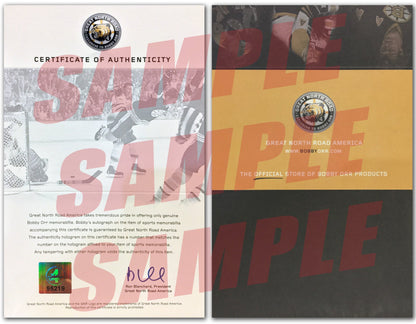 MAILLOT BLANC DES BRUINS DE BOSTON AUTOGRAPHIÉ PAR BOBBY ORR – ÉDITION LIMITÉE #3/4 – AVEC CERTIFICAT D'AUTHENTICITÉ GNR (TAILLE L OU XL)