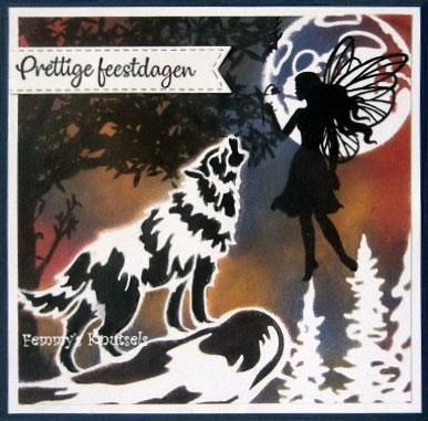 Pochoir A6 pour set de couleurs magnétiques Temps de Noël Loup