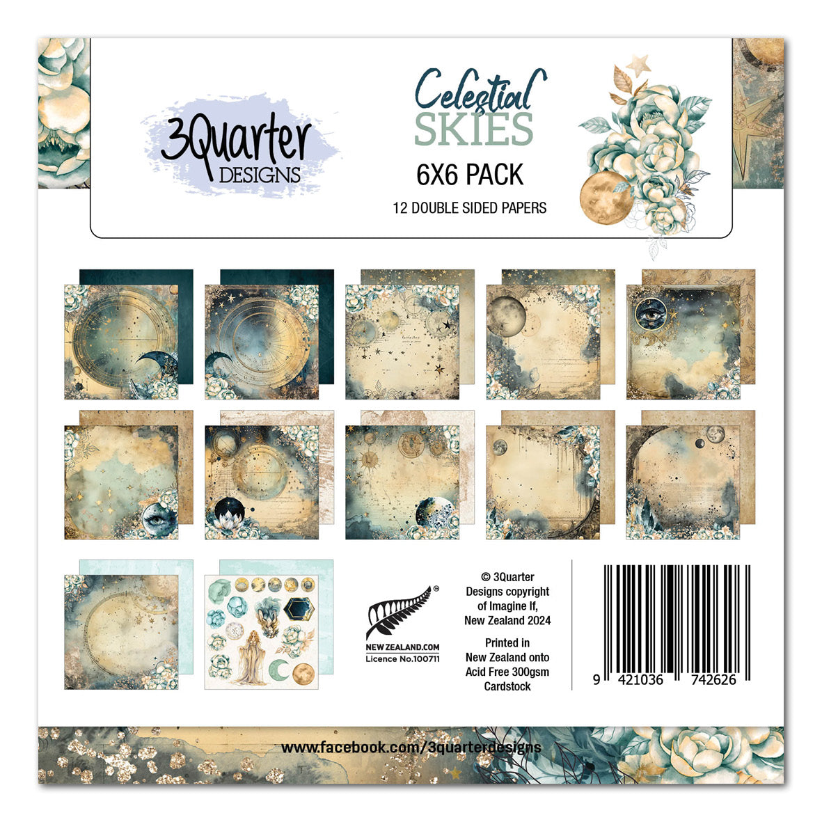 Pack de papier 6x6 Celestial Skies de 3Quarter Designs