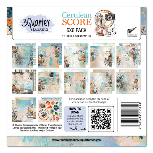 Pack de papier 6x6 Cerulean Score 3Quarter Designs
