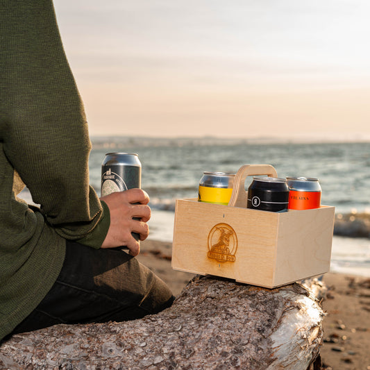 Wooden crate for economy-sized bottles and cans