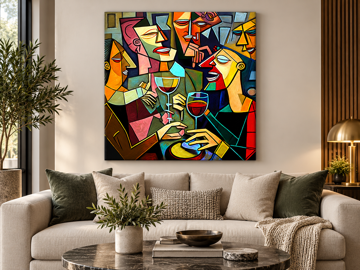 Drinking Group | Cubist Canvas Wall Art