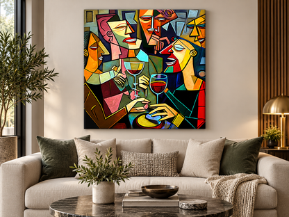 Drinking Group | Cubist Canvas Wall Art