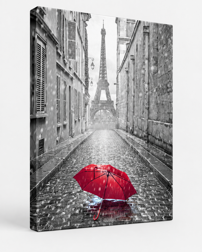 Canvas Wall Art-Red Umbrella Eiffel Tower-Printed Artwork