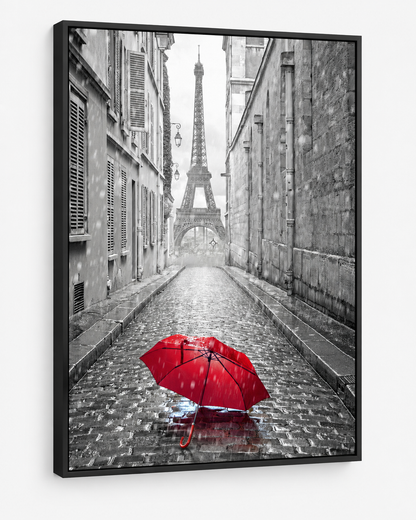 Canvas Wall Art-Red Umbrella Eiffel Tower-Printed Artwork