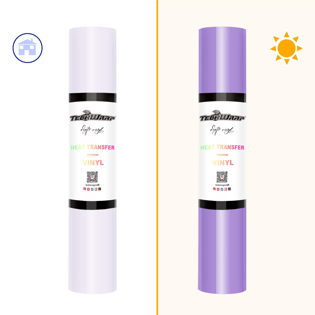Teckwrap Vinyle Thermocollant UV Changement de Couleur - Clair à Violet Lavande | Ajoutez de la Magie à Vos Vêtements et Projets Artistiques !