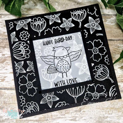 Creative Expressions Jane's Doodles Birdsong Blooms, lot de tampons transparents 6 po x 8 po