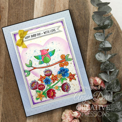 Creative Expressions Jane's Doodles Birdsong Blooms, lot de tampons transparents 6 po x 8 po