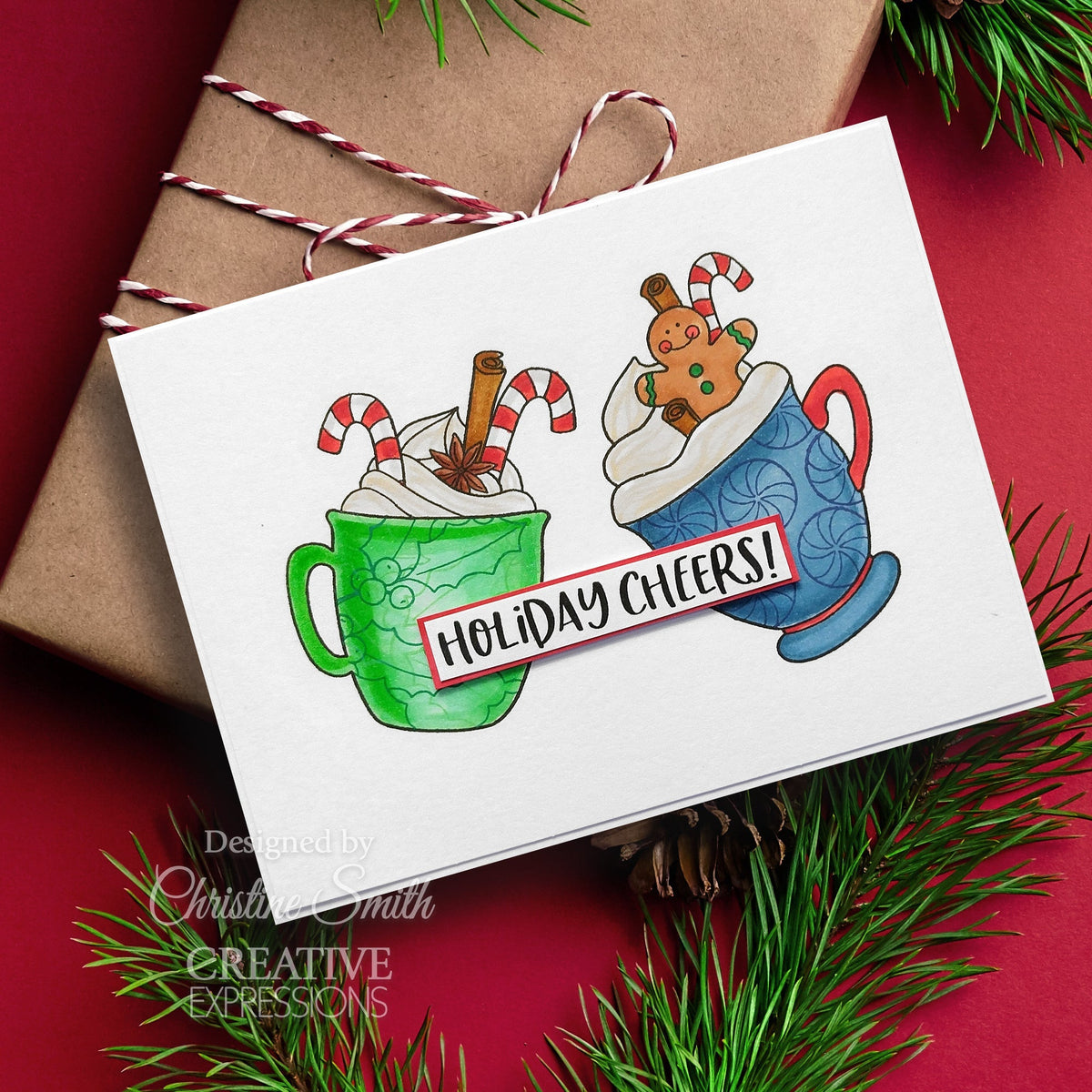 Creative Expressions Jane's Doodles Holiday Cheers Lot de 12 tampons transparents 15 x 20 cm