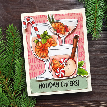 Creative Expressions Jane's Doodles Holiday Cheers Lot de 12 tampons transparents 15 x 20 cm